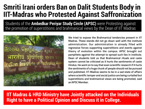 Ambedkar Periyar Student Circle at IIT Madras is Banned.